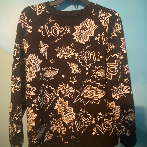 Women’s All Over Print Black Crewneck - Picture 1 of 3